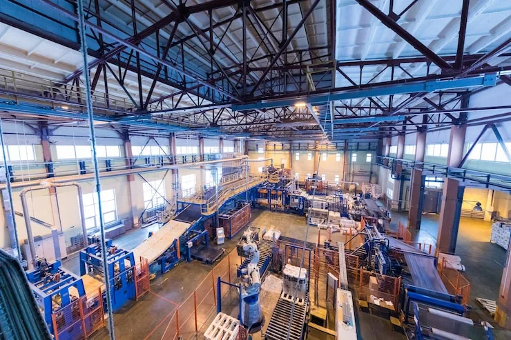 Factory floor with industrial CCTV surveillance